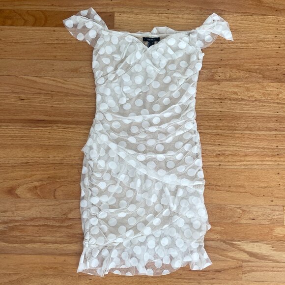 Polka Dot Dress with Ruffles - White - Picture 2 of 4
